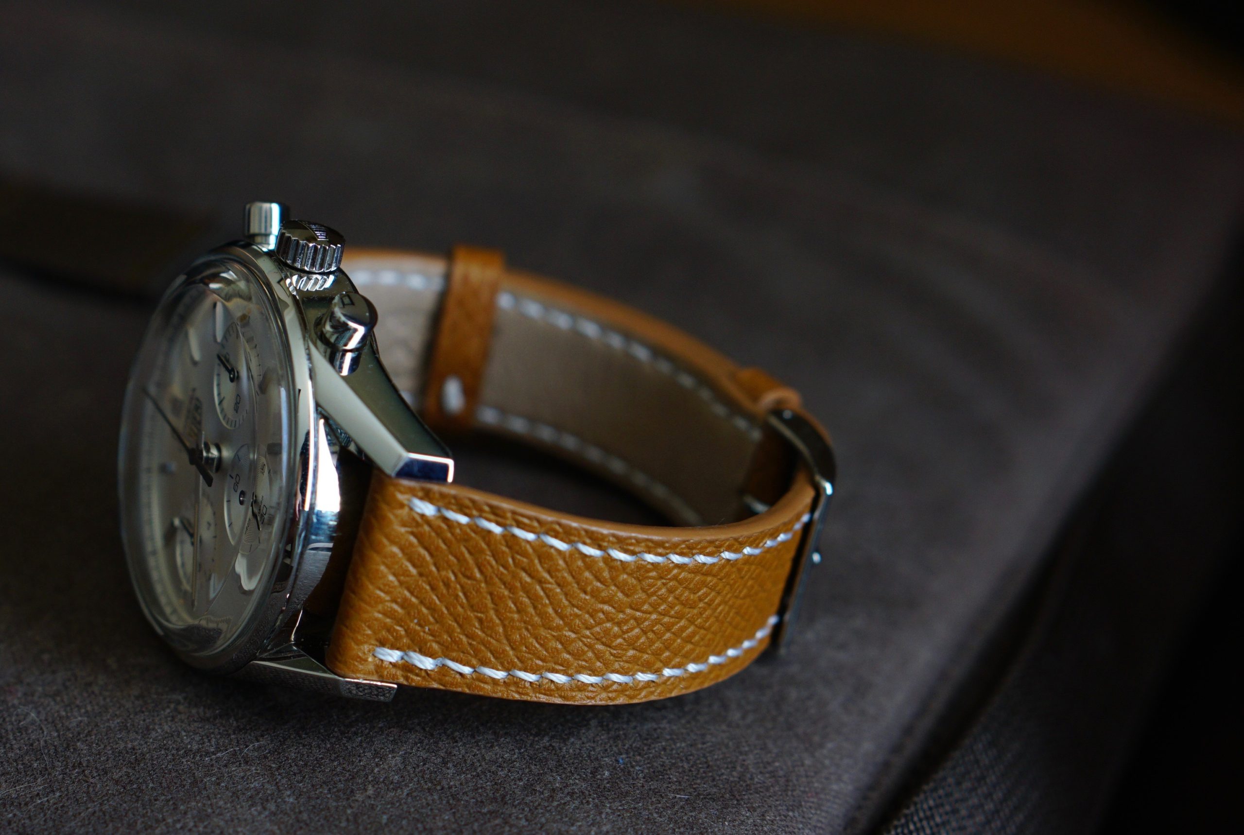 Grey French Barenia Leather Quick Release Watch Band